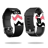 MightySkins Protective Vinyl Skin Decal for Fitbit Charge HR Watch cover wrap sticker skins Black Pink Chevron