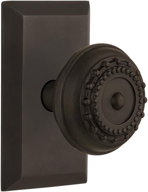 Nostalgic Warehouse Studio Plate with Meadows Knob, Passage - 2.375", Timeless Bronze