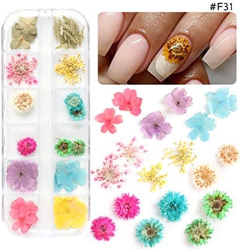 Amazon Co Jp 乾燥花のネイルの装飾ジュエリー自然花の葉のステッカー3 Dネイルアートデザインマニキュアアクセサリー Color F31 ビューティー