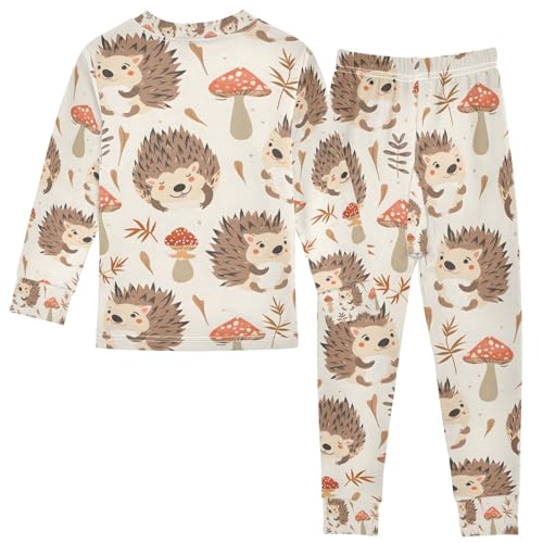 senya Hedgehogs Forest Mushrooms Pajamas Set Long Sleeve Soft Cotton Sleepwear 2 Piece2