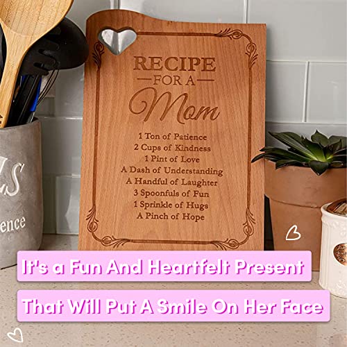 Wooden Cutting Boards For Mom 12 X 9" - Engraved With Mother's Poem - Kitchen Cutting Board Gift With A Heart Shaped Cut Out - Kitchen Presents For Christmas Gifts - Mom Gifts From Daughters #TOP3