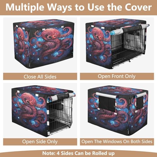 Housse imperméable cage chien isolation thermique motif pieuvre