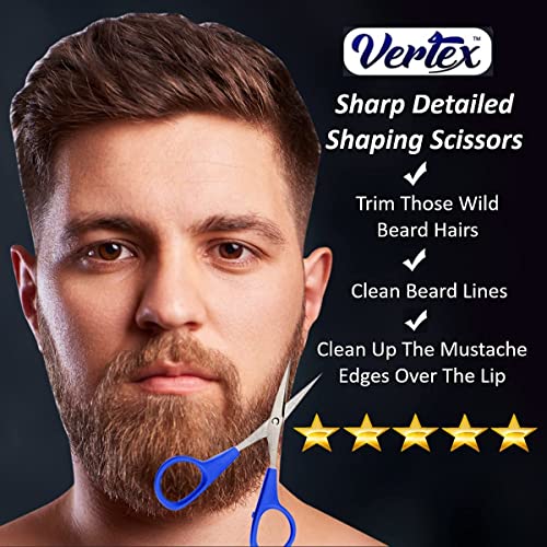Mustache Scissors Grooming Comb Trimmer - Mens Beard Kit Straight Edge Razor Beards Curved Shaping Tool For Men Goatee Shaper Combs Mustaches Wax Movember Brush Edger Travel Razors Stainless Steel #TOP2
