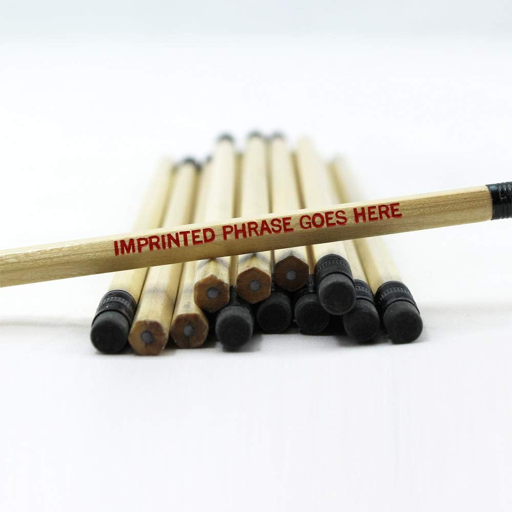 EZPENCILS & GIFTS Personalized Natural Wood Pencils Bulk with Erasers - HB Lead Number 2 Pencils - FREE-PERSONALIZATION - 144 Pcs