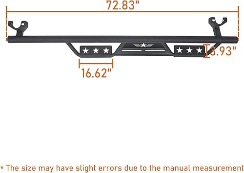 Miniatura 9 de JKU Unlimited - Juego de estribos laterales Nerf Bar de acero sólido compatible con Jeep JK Wrangler Unlimited 2007-2018 de 4 puertas