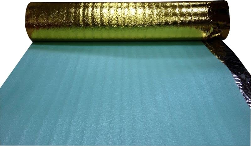 Comfort Gold Underlay - Sottostrato acustico in schiuma di polietilene da 2 mm, per pavimenti in legno o laminato, con membrana a prova di umidità, ottimo isolamento acustico e