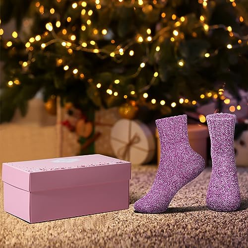 Image of ICEIVY Womens Socks 5 Pairs Wool Warm Cotton Thick Vintage Casual Winter Cabin Crew Fuzzy Socks Gifts For Women