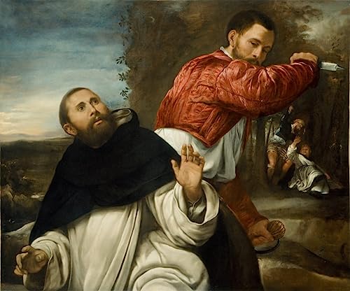 Toile peinture murale La Mort de Saint Pierre Martyr par Savoldo tableau salon 60x90cm
