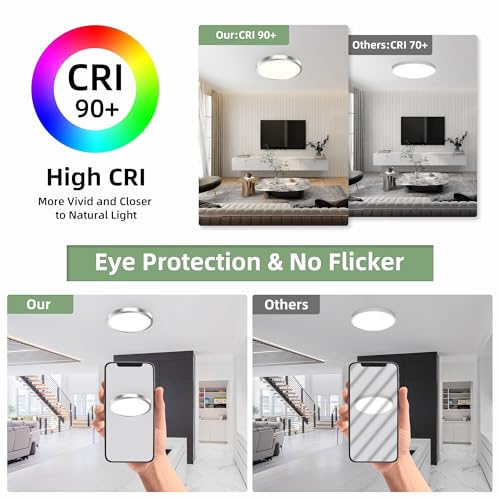 Image of hykolity 12 Inch Selectable CCT LED Round Flat Panel Light,24W,2400LM