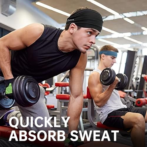 Image of Running Headband for Men and Women - Wide Moisture Wicking Sweatbands for Fitness, Running, Hiking, Cycling, Yoga, Basketball