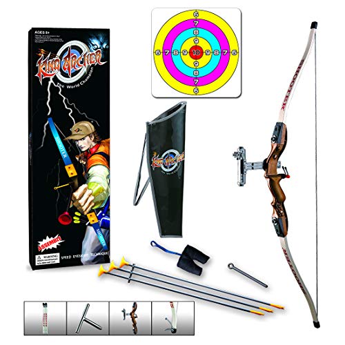 LDB SHOP Arco y Flechas para niños con 1 Arco, 6 Flechas, 1 Objetivo, 1 Dedil y 1 Carcaj 6 años y más