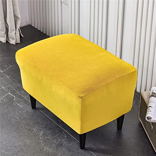 Highdi Ottoman Cover Rectangle Velvet Spandex, Stretch Footstool Slipcover, Stool Protector Cover with Elastic Bottom, Dustproof Removable Washable Footrest Pouffe Covers (dark green,1pc)