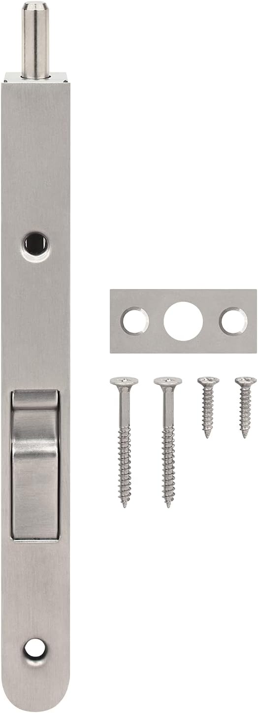 Nuk3y Heavy Duty 7-Inch Solid Brass Flush Bolt (Satin Nickel)