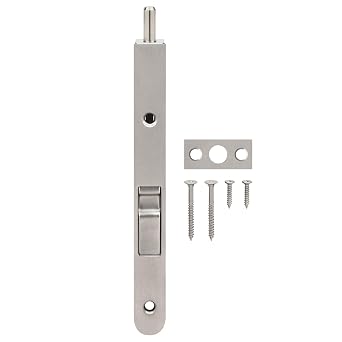Nuk3y Heavy Duty 7-Inch Solid Brass Flush Bolt Satin Nickel
