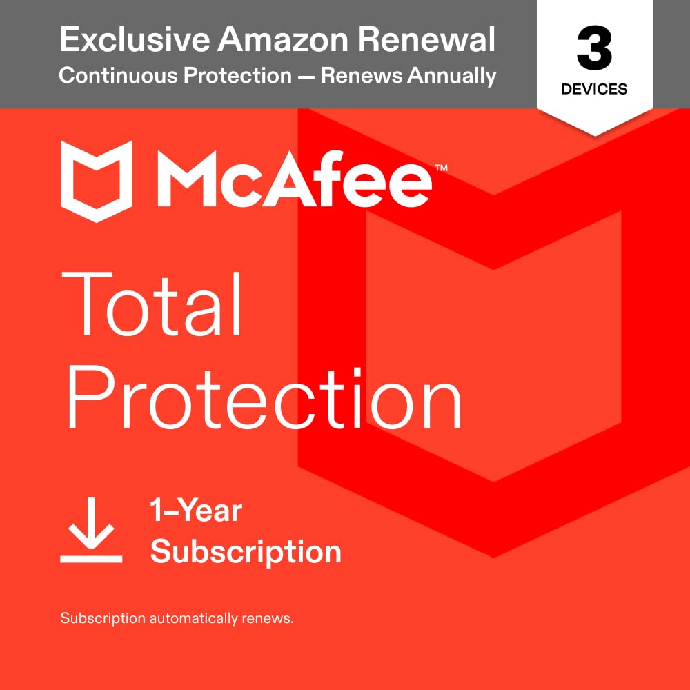 McAfee Total Protection 2027 Antivirus Software for 3 Devices | Auto-Renews