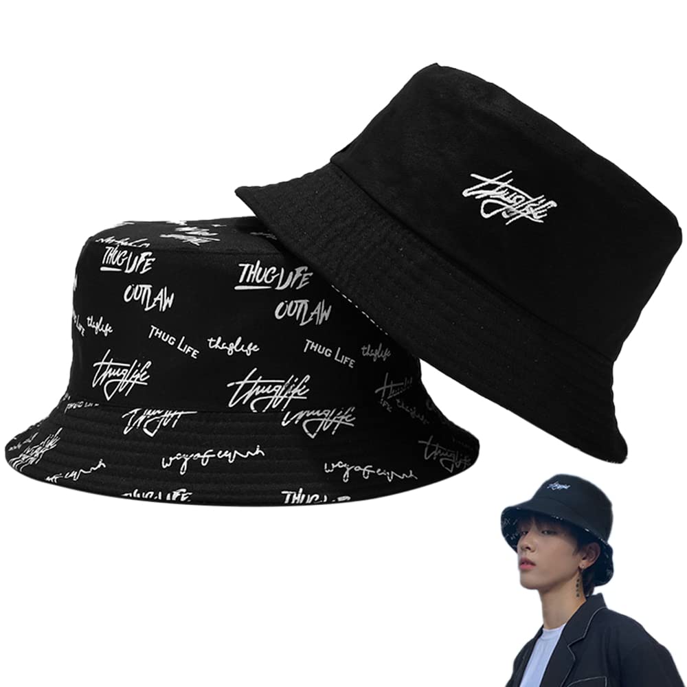 Peuirre Gorro de Pescador, Algodón Plegable Bucket Hat, Bucket Hat para Hombre y Mujer, Estampado Sombrero Pescador, Sombrero Pescador Algodón, Sombrero Pescador Bordado, para Excursión, Acampar, Viajar