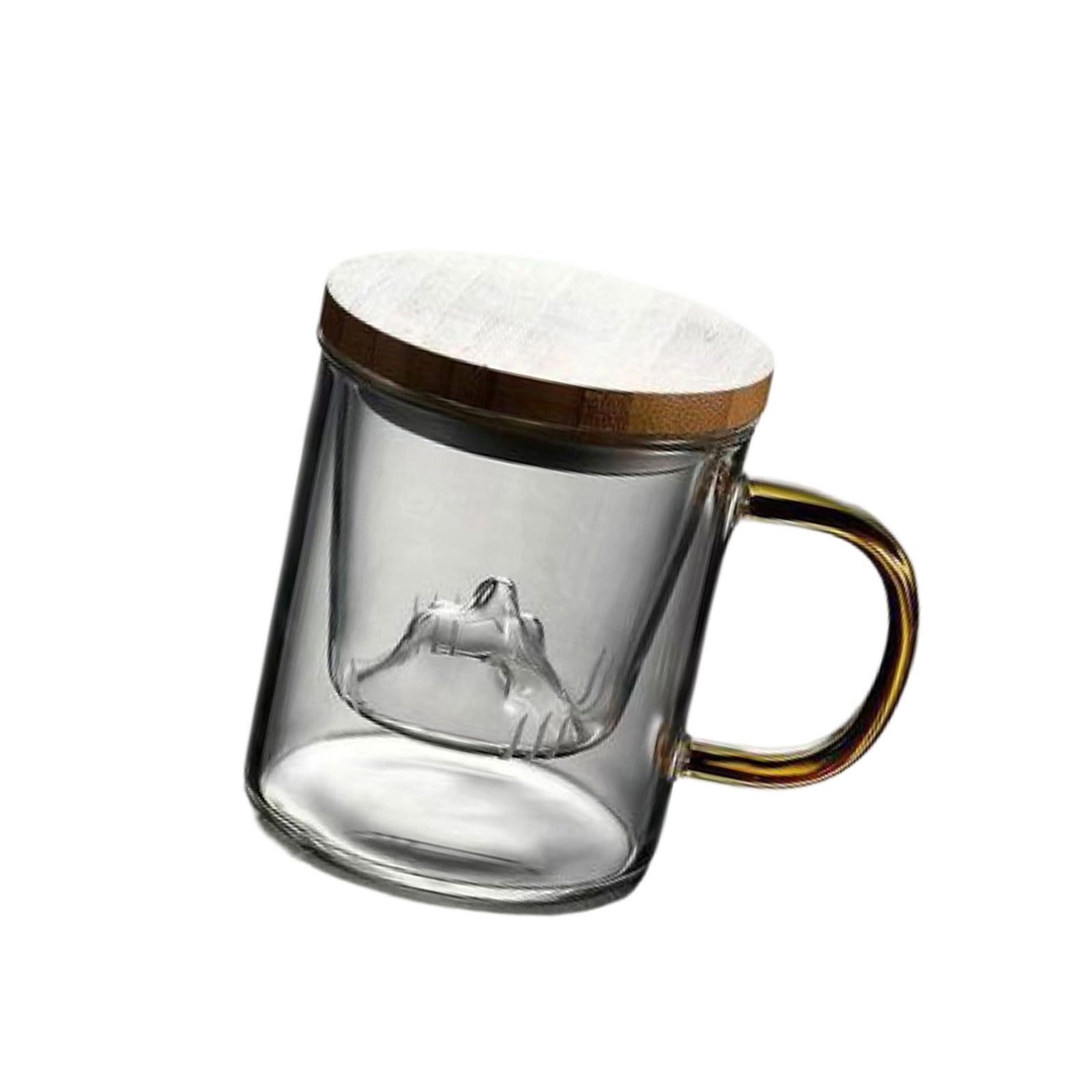PANGBOER Borosilicate Glass Tea Cup with Lid and Strainer for Hot Cold Drink Drinking Mug Gift Tea Cup Set