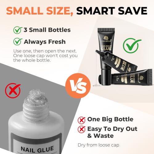 Image of UNA GELLA Nail Glue for Press Ons 3 Pack 5g Super Strong No U V