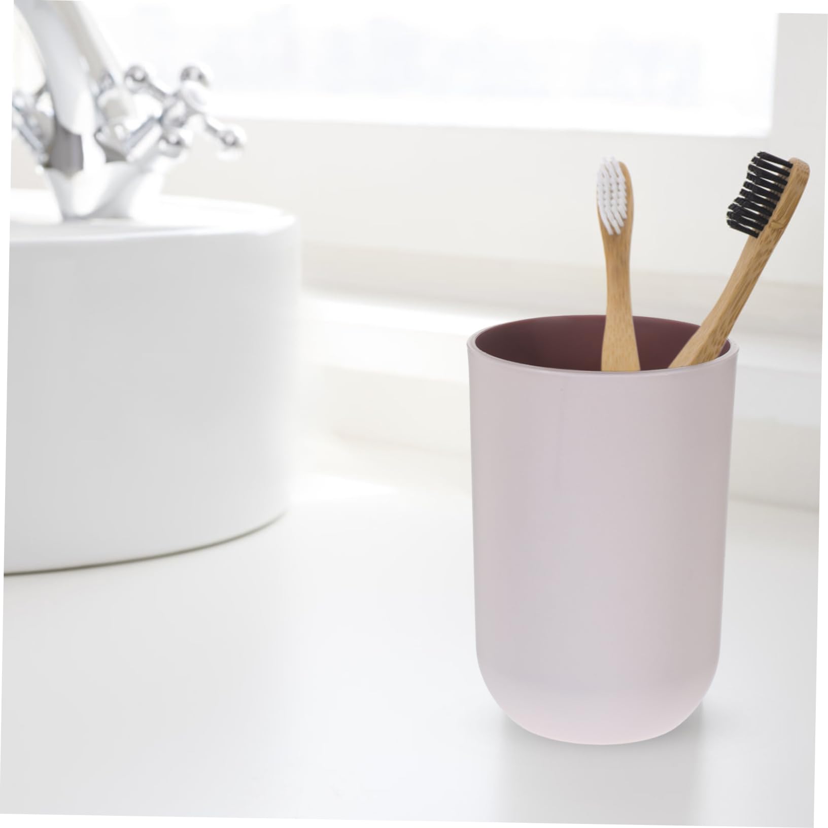 WOONEKY 5 Set I Tazza per Collutorio Set di Spazzolini da Denti per Spazzolatura Contenitore per Viaggio Adatto per Forniture per Il Bagno 2 Pezzi * 5