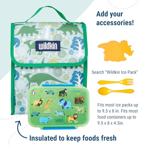Image of Wildkin Kids Insulated Lunch Bag - Reusable, Ideal for Hot /Cold Snacks, School & Travel - Dinomite Dinosaurs
