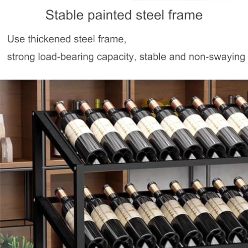 Soporte para botellas de vino con gabinete y estantes de madera miniatura 3