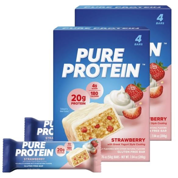 Generic Pure Protein Bars, Strawberry Greek Yogurt, High Protein 20g, Gluten Free (2 pack 8 bars)
