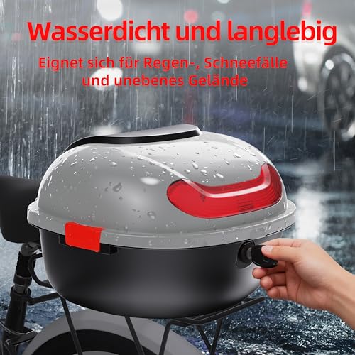 Mihoho Fahrradkoffer für alle Gepäckträger, abschließbare wasserdichte Fahrradbox | Helmkoffer | Gepäckträger Koffer | Helmbox | Fahrradgepäckträger Box (Grau)