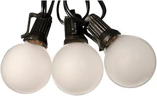 EZLS Globe Light Strand Black 50ft Frosted Bulbs - Wedding Lights G40 Globe Lights