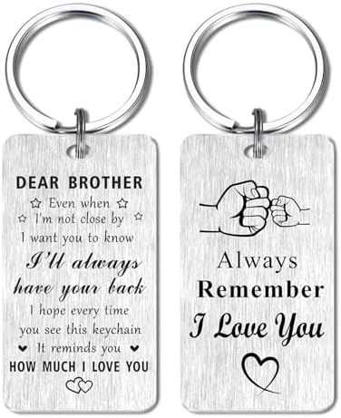 Jzxwan Brother Gifts for Men, I Love Brother Birthday Keychain from Sister