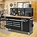 Heavy Duty 61 in Tool Chest Cabinet, Mobile Garage Workbench with 10 Drawers and Power Strip, Rubber Wood Worktop, 1675 LBS Load, Rolling Tool Storage Organizer for Mechanic, Shop or Home Use