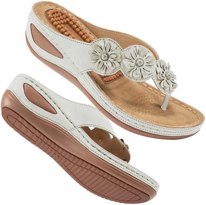 AomigoctAomigoct Sandals Women Flip Flops: Cushion FootBed Bohemia Sandals for Women - Casual Summer Wedge Shoes - Dressy Flip Flops Woman Slide
