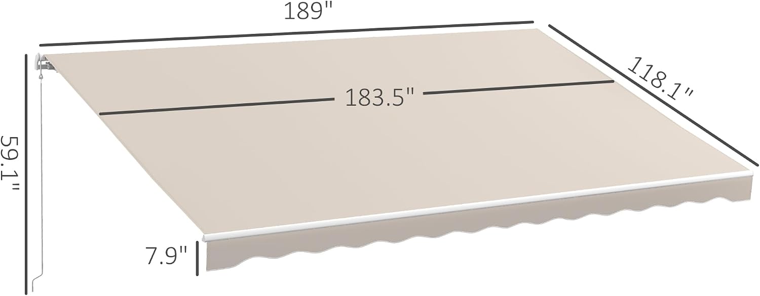 Outsunny 16' x 10' Electric Awning, Retractable Awning, UV Protection Sun Shade Shelter with Remote Controller and Manual Crank Handle for Deck, Balcony, Yard, Cream White