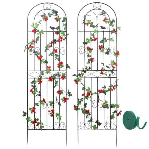 Macteyia 2 Pack 70.8" H x 19.7" W Metal Garden Trellis with Black Coating, Wire Lattice Grid Panel for Climbing Plants Outdoor Roses Vine Cucumbers Vegetables Flower Support (70.8" H, 2 Pack)