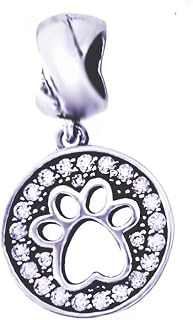 Pet Paw Dangle Charm 925 Sterling Silver Cat Paw Bead Dog Paw Bead Animals Paw Bead Fit Bracelet,for Animals Lovers