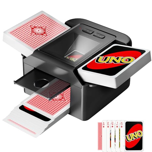 Automatic Card Shuffler for 1–2 Decks, Rechargeable Quiet Electric Card Shuffling Machine with USB-C, Dual Mode Auto Shuffler for UNO, Poker, Blackjack, Texas Hold’em, Portable for Home,Party,Travel