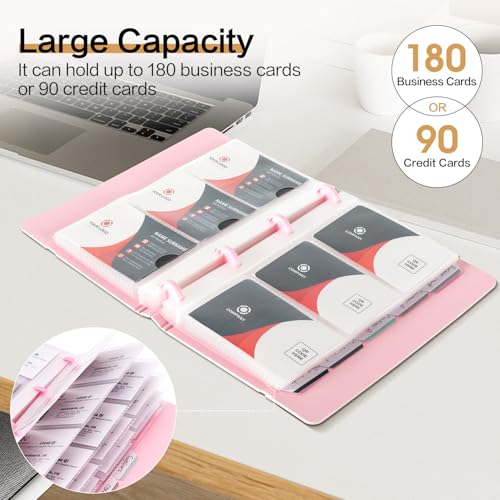 Image of deli Business Card Book Holder, Business Card Organizer, Pink