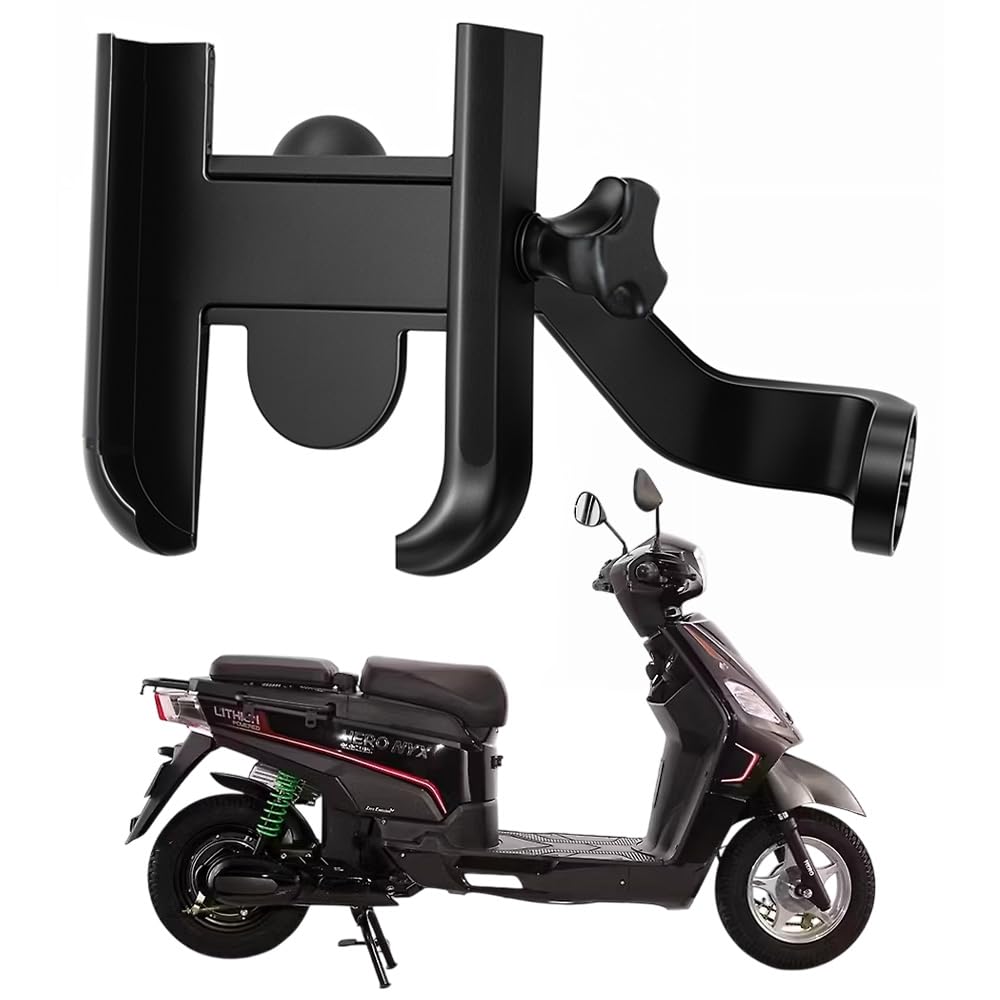 WHIPONE Metal CNC Mobile Holder for Scooter, Scooty & Motorcycle Compatible for Hero Electric NYX HX, Mirror Mount, 360° Rotation, Strong Grip, Wide Adjustable Fit All Smartphones (Black)-picture-14