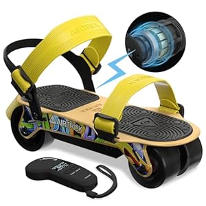 AIRTRICK Electric Skates A1 (Ultra), Portable Electric Skateboards with Remote, 20 Mph Top Speed & 15 Miles Range, Dual Braking Systems, Fit in Backpack, Electric Roller Skates for Adults (Gold)