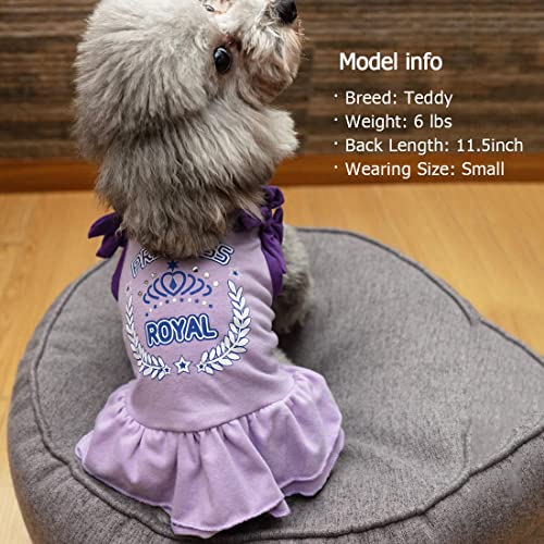 Kyeese Dog Princess Dresses Purple Bowtie Pet Apparel For Small Dogs Vest Shirt Sundress Beach Dress #TOP2