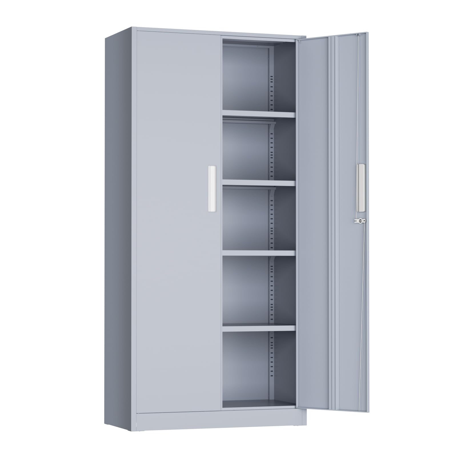 INTERGREAT Metal Storage Cabinet, 72" Locking Steel Cabinets with 2 Door and 4 Adjustable Shelves, Tall Metal Cabinet for Home Office, Garage, Warehouse,(Cement)