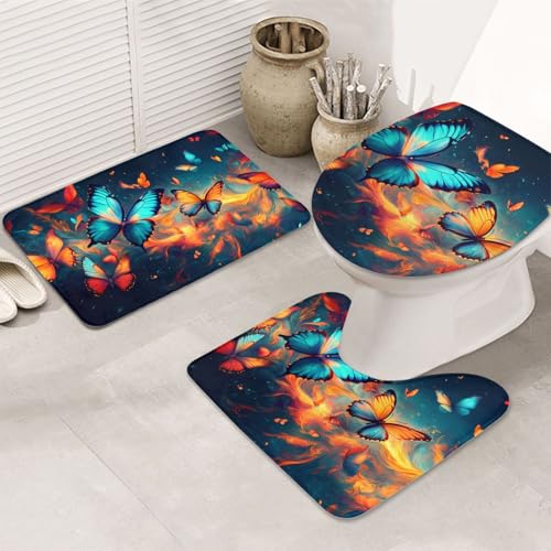 Alfombrilla de baño de microfibra antideslizante set de 3 alfombras estampadas lavables 2