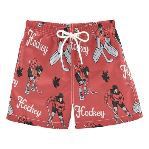 Canadian Hockey Players Boys Swim Trunks Maple Leaves Graphics Summer Toddler Beach Board Shorts Kids Swimsuit S