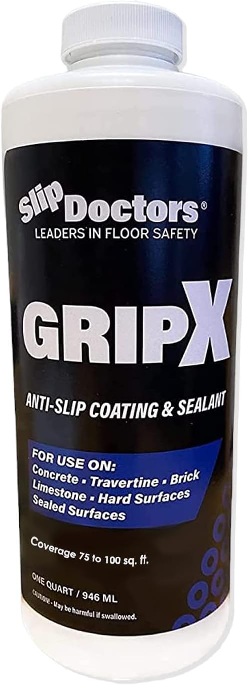 SlipDoctor's GripX Non-Slip Coating and Sealant for Indoor and Outdoor Tiles, Concrete and Natural Stone - Clear Anti-Slip for Slip Resistant Flooring