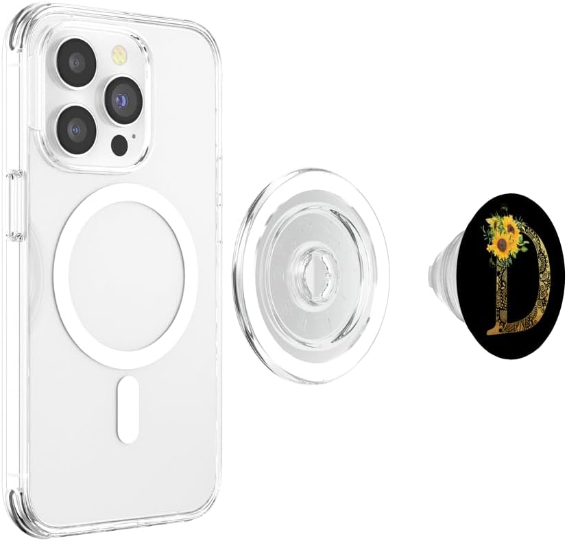 Sunflower Pop Socket Letter D - Phone Case Stand D Popsocket PopSockets PopGrip: Swappable Grip for Phones & Tablets PopSockets PopGrip for MagSafe