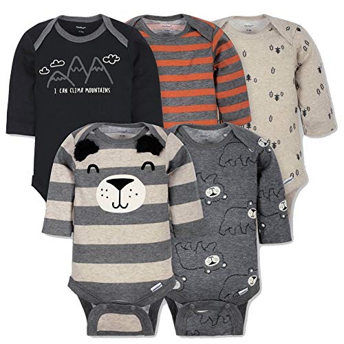 GERBER Baby Boys' 5-Pack Variety Onesies Bodysuits, Cute Prints, 3-6 Months