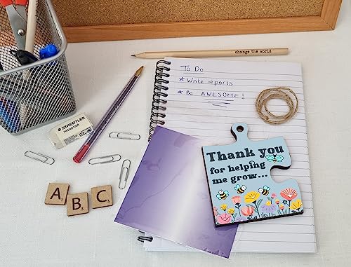 Thank You Helping Me Grow Best Teacher Jigsaw Puzzle Shaped Decorative Hanging Plaque Sign Card Alternative End of Term Gift - Image 4