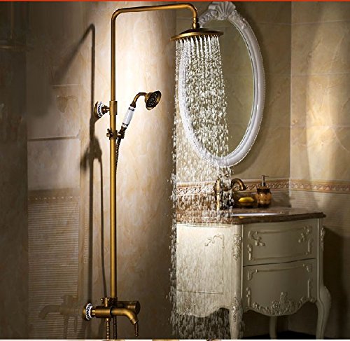 Pomme de douche 20,3 cm Gowe laiton et robinet mitigeur bronze antique robuste