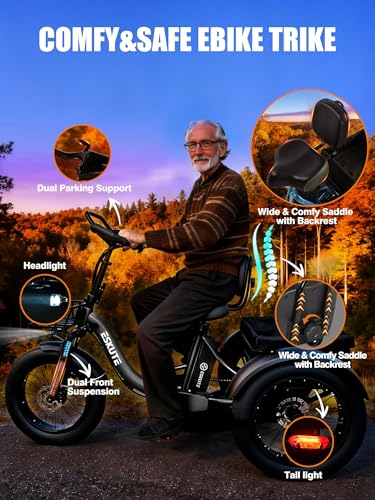 ESKUTE T300 Pro Electric Trike for Adults, Butterfly