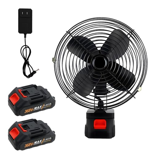Hivento Ventilador de Mesa,Compatível com Ferramentas Elétricas, Bateria 2 * 7500mAh, Diâmetro de 20cm, Potência de 30W, Ângulo Ajustável de 45°, Ventilador Portátil Ideal para Atividades ao Ar Livre