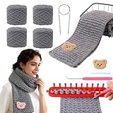 Yarniss Knitting Loom Kits with Plush Yarn for Beginner,Knitting Scarf Kits with Step by Step Tutorial,Learn to Knit Kit for Teens & Adults
